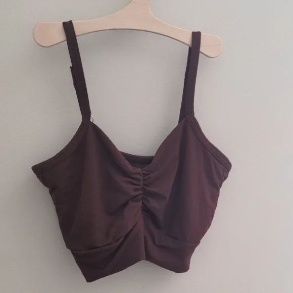 Elegant Brown Ruched Bralette - Picture 2 of 13